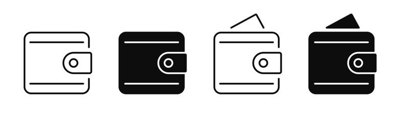 Wallet flat and line icon set. Vector