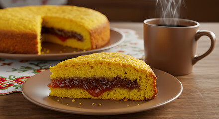 Brazilian Cornmeal Cake with Guava – Fubá Cake from São Paulo Countryside
