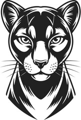 Obraz premium Puma head vintage engraved illustration of a powerful cougar, wild cat design for emblem or t-shirt print