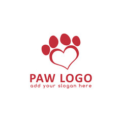 pet paw store logo design vector