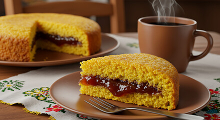 Brazilian Cornmeal Cake with Guava &ndash; Fub&aacute; Cake from S&atilde;o Paulo Countryside
