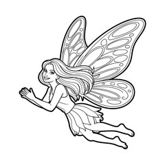 Fototapeta premium Running Unicorn Whimsical Line Drawing of a Magical Creature Vector Illustration