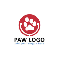 pet paw store logo design vector