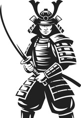 Samurai warrior, fierce combatant in armor with katana, traditional Japanese fighter, martial arts hero symbol