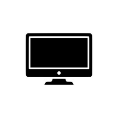 Simple Computer Monitor Icon: A basic black and white vector illustration of a desktop monitor, ideal for website design or app interface.