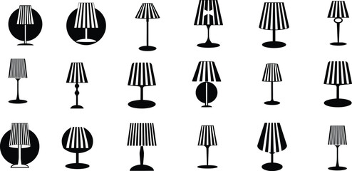 table lamp silhouette vector illustration on white background