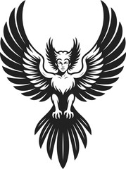 Obraz premium Siren vector illustration featuring a majestic siren with outstretched wings, mythical creature, enchanting figure