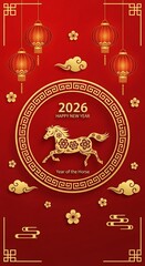 Chinese new year 2026 year of the horse festive greeting