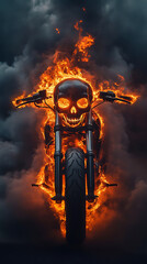 Dangerous flames dance across the dark night sky as a lone woman in black fashion, a personification of beauty and horror, evokes the music of Halloween