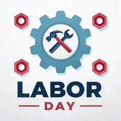 Labor day celebration with tools and gear symbolism