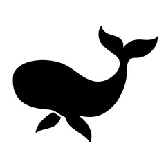 Whale silhouette illustration, black and white design