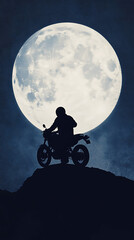Biker silhouette riding bicycle in motion vector illustration