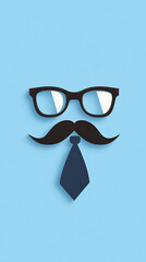 Man wearing sunglasses and glasses with stylish mustache and vintage hipster look