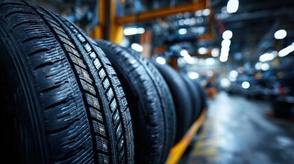 Premium image of vehicle tire maintenance tips for safe driving and longevity in an auto shop environment.