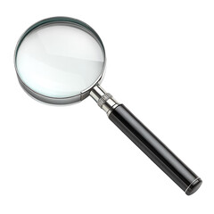 A magnifying glass with a black handle on a transparent background transparent background