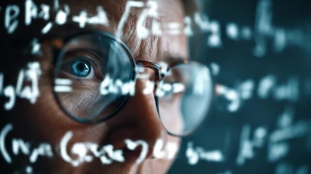 Focused mathematician deep in problem-solving
