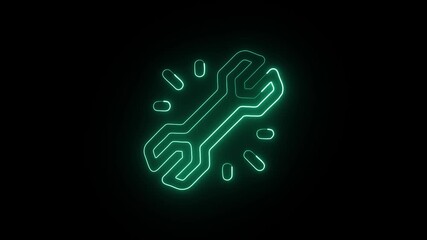 Tools Settings Animation with Glowing Lines on Black Background