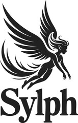Naklejka premium Sylph spirit illustration, celestial being, ethereal entity, winged figure, fantasy creature, mythical sprite