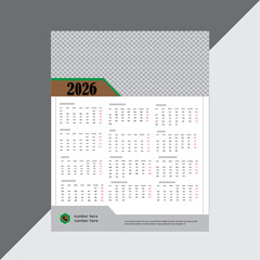 Modern And Stylish Calender  template design for 2026