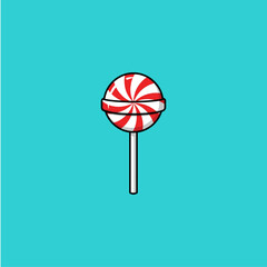  Peppermint swirl lollipop icon logo flat vector design