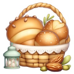 Handcrafted Woven Bread Basket Filled with Gourmet Rolls and Metallic Lantern Accent for Rustic Home Styling
