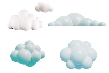 3D Cartoon Cloud Bubble Icons