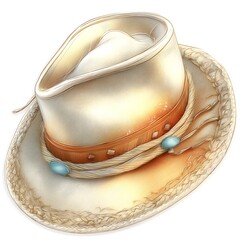 Bohemian Vintage Leather Fedora Hat with Turquoise Bead and Rope Band for Summer Style
