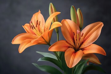 Obraz premium Vibrant orange lily flowers in a garden, isolated against a transparent backdrop