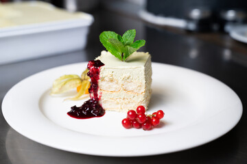  tiramisu dessert with berries and mint – front view