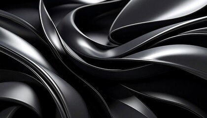 Fototapeta premium Abstract dark metallic flowing curves