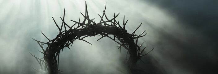 Jesus died for us. Wreath of Thorns on black background
