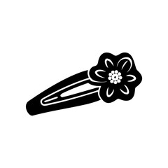 Elegant Black Hair Clip with Floral Accent, silhouette  Perfect for Hair Styling