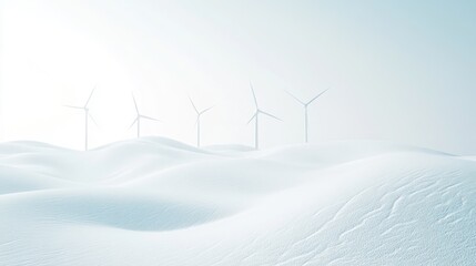 Snowy landscape with wind turbines