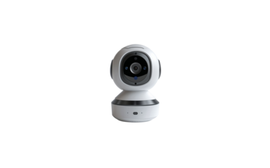 Compact AI Security Cam with Motion Detection and Clean, High-Tech Look – PNG Isolated on Transparent Background for Technology Presentations or Mockups


