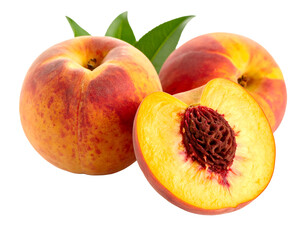 Juicy Peaches: Vibrant Summer Fruit Photography - Perfect for Food Blogs & Recipes PNG, Transparent Background.