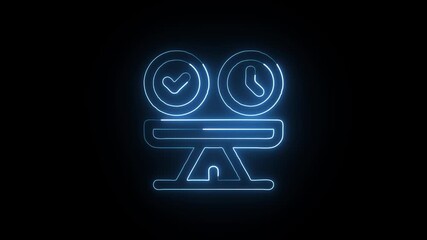 Time Balance Animation with Glowing Lines on Black Background