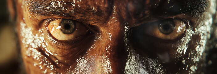 A close-up of the miner's panicked face