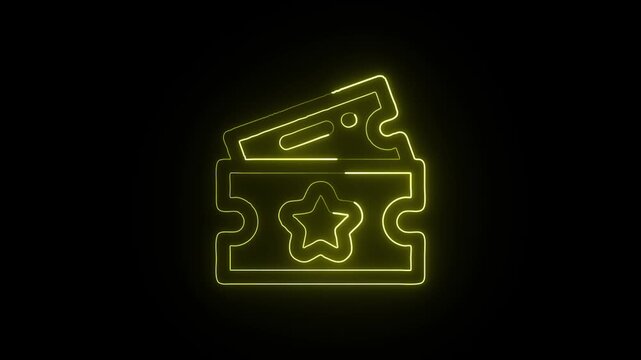 Ticket Animation with Glowing Lines on Black Background