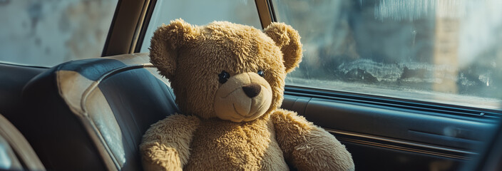 Brown Teddy Bear In the car
