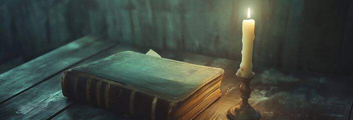 Shining Holy Bible - Ancient Book On Old Table