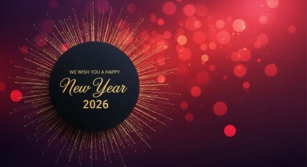 Elegant happy new year 2026 greeting with festive bokeh