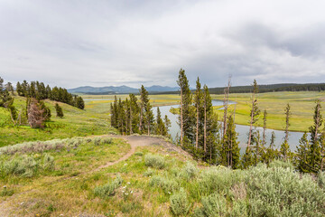 Overlook in the Yellowstone River in the Yellowstone National Park, Wyoming