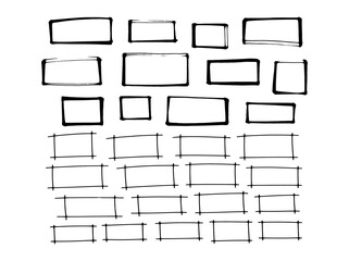 Rectangle frame line. Hand drawn frames. Set of frame doodle isolated on transparent background. Doodle style rectangular frames for emphasis and design