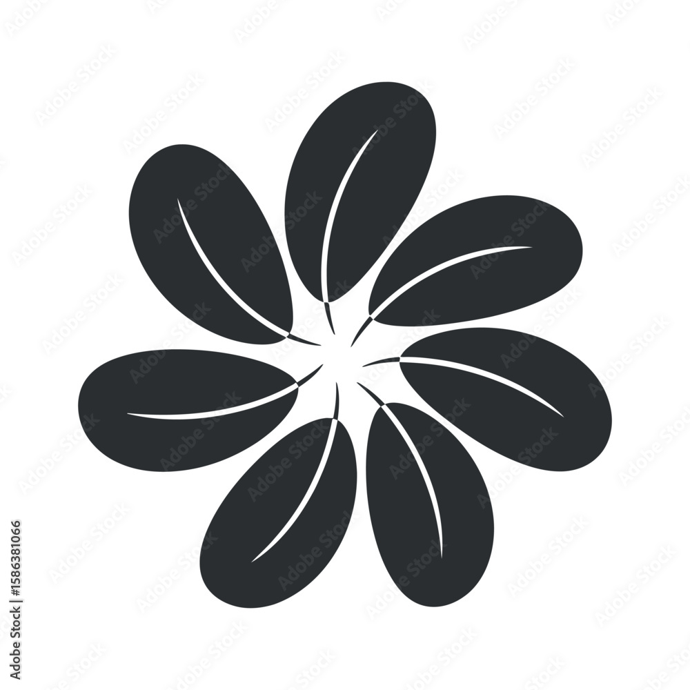 Poster abstract floral icon - simple vector illustration of a flower with rounded petals - minimalist desig