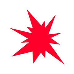 Fototapeta premium A Bold Red Burst Shape on a Transparent Backdrop Symbolizing Explosive Energy, Dynamic Impact, and Powerful Visual Communication in Contemporary Graphic Design
