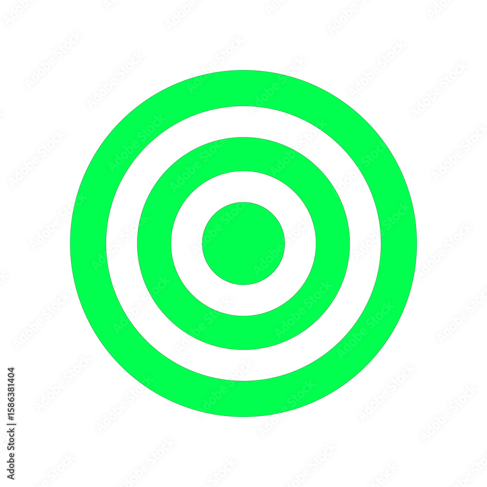 Aufkleber a vibrant green target icon with concentric circles on a transparent background representing precisi