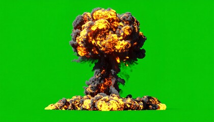 Atomic explosion on green screen
