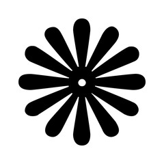 A Black Flower Icon with Rounded Petals and a Central Dot on a Transparent Background, Ideal for Nature, Design, and Decorative Projects, Suitable for Various Applications