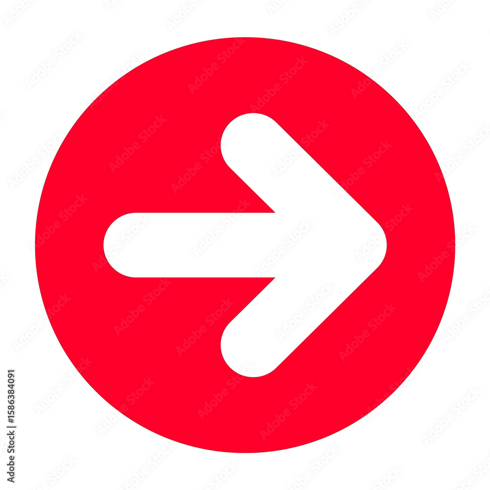 Poster red arrow circle icon a bold and eye catching symbol for directional guidance and call to action but