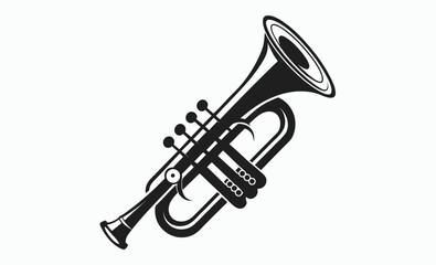 Trumpet silhouette vector, music instrument silhouette, Trumpet icon symbol vector illustration, musical instrument icon, brass wind illustration   © Silhouettify